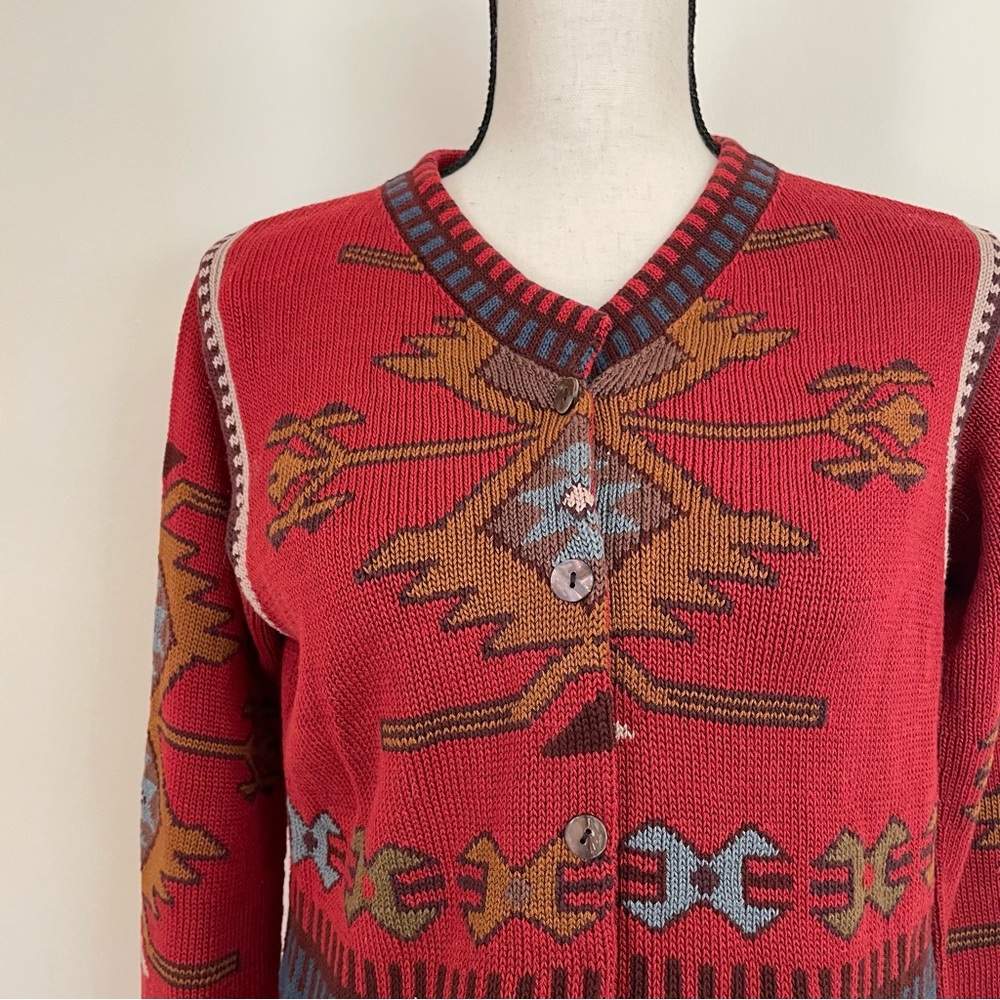 Peruvian Connection Red Patterned Pima Cotton Car… - image 4